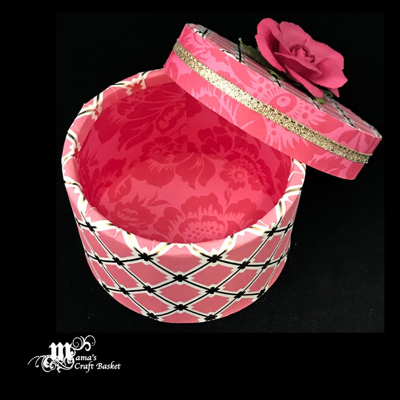 Pink and Gold Paper Mache Jewelry Box Pink Roses Shabby Chic Spring Rose Collection Mother/'s Day Gift Customizable Gift Box Storage