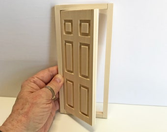 Miniature Wood Colonial Door, Handmade Dollhouse Decor, Best Quality Dolls House Prop, 1/12 Scale Mini, Father’s Day Gift, Young Boy’s Gift