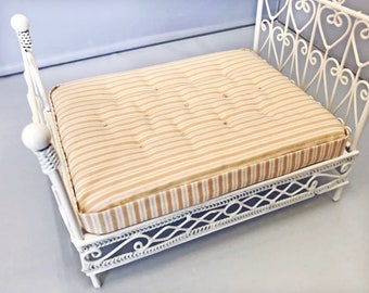 Dollhouse Bedding, Miniature Dollhouse Mattress, Yellow and White Striped, 1/12 Scale, Dollhouse Furniture, Miniature Collectible, Doll Mini