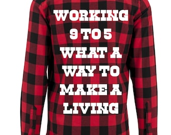 Unisex Checked flannel 9 to 5 | country music merch | gifts for her | country tee western shirt | country festival