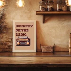 Country On The Radio Print | Country Music Print | Western Wall Decor | Cowgirl Gift | Cowboy Gift | Country Music Lover | Country Wall Art