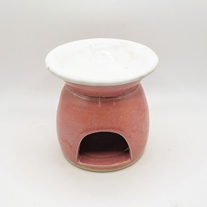 Pink Essential Oil Burner - Ceramic Handmade Oil Diffuser -  Wax Melter - Candle Warmer