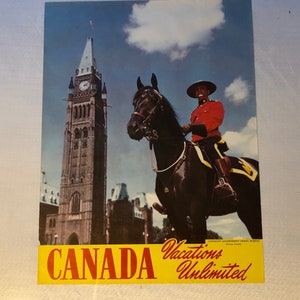 Cartel de turismo de Canadá antiguo de la década de 1960