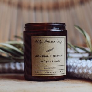 Lime Basil & Mandarin | Candle | Organic Soy Wax | Vegan | Zero Waste | Sustainable |Personalised | Gift | 6oz