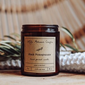 Black Pomegranate | Candle | Organic Soy Wax | Vegan | Zero Waste | Sustainable |Personalised | Gift | 6oz