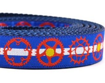 Colorado Flag Dog Leash - Bicycle Sprocket Design