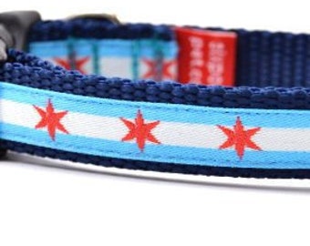 Collar para perro con la bandera de Chicago, talla XS