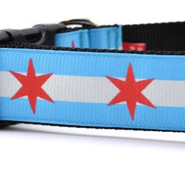 Chicago Flagge Hundehalsband - breit Medium