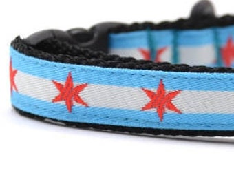 Chicago Flag Dog Collar - XXS