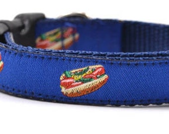 Chicago Style Hot Dog - Dog Collar - Navy XS