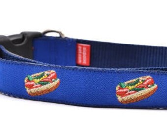 Chicago Style Hot Dog - Dog Collar - Navy - Large