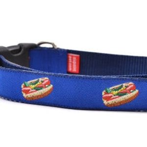 Chicago Style Hot Dog Dog Collar Navy Large image 1