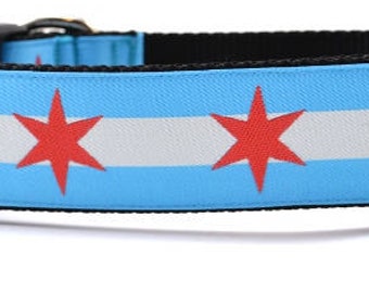Chicago Flag Dog Collar - Wide Large