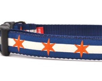 Chicago Bears Dog Collar in Chicago Flag Design