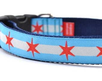 Collar para perro con la bandera de Chicago (grande)