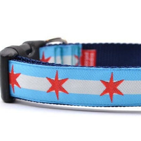 Chicago Flag Dog Collar - Medium