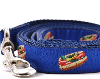 Chicago Style Hot Dog - Dog Leash - Navy - 6' x 1"