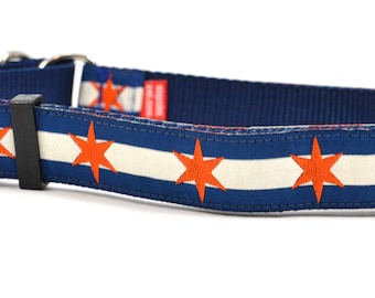 Chicago Flag Martingale Dog Collar - Chicago Bears Colors