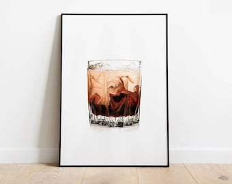 White Russian Print - Original Illustration | Dining / Kitchen / Bar Wall Art | Alcohol Lover Gift for Him / Her | Poster