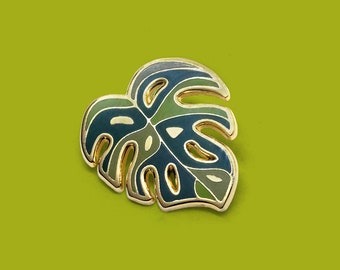 Monstera Deliciosa Enamel Lapel Pin Badge / Synthesis Lost Lost Supply Botanical collaboration / Tropical plant cactus succulent Pittsburgh