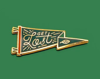 Get Lost Oxford Pennant Enamel Lapel Pin Badge "Pin-nant" / Oxford Pennant x Lost Lost Supply collaboration / Real gold plated hard enamel