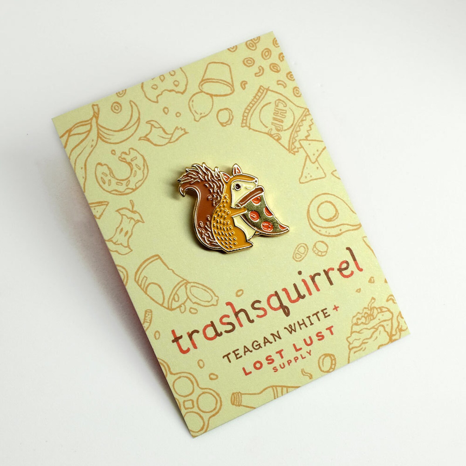 Trash Squirrel Pizza Enamel Lapel Pin Badge // Artist Series Pin by ...