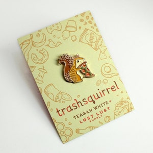 Trash Squirrel Pizza Enamel Lapel Pin Badge // Artist Series pin by Teagan White // Gold Cheese Pepperoni Squirrel Gift Forest Autumn Fall image 2