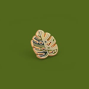 Bonte Monstera Deliciosa glazuur revers speld badge / synthese botanische samenwerking / tropische plant cactusblad succulent Pittsburgh