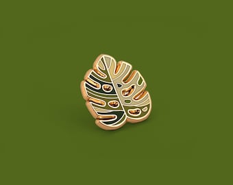 Variegated Monstera Deliciosa Enamel Lapel Pin Badge / Synthesis Botanical collaboration / Tropical plant cactus leaf succulent Pittsburgh