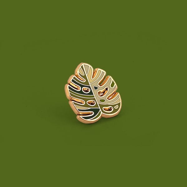 Variegated Monstera Deliciosa Enamel Lapel Pin Badge / Synthesis Botanical collaboration / Tropical plant cactus leaf succulent Pittsburgh