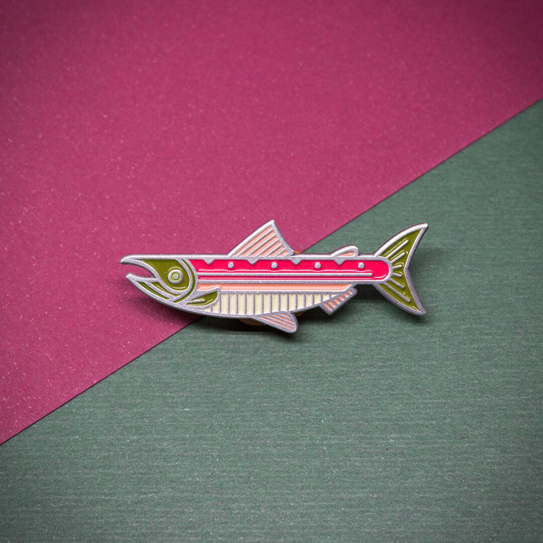 Sockeye Salmon Fish Enamel Lapel Pin Badge // Gift for Fly Fisherman ...