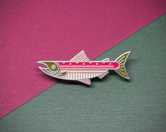 Sockeye Salmon Fish Enamel Lapel Pin Badge // Gift for Fly Fisherman Fishing Angler PNW Pacific Northwest Trout