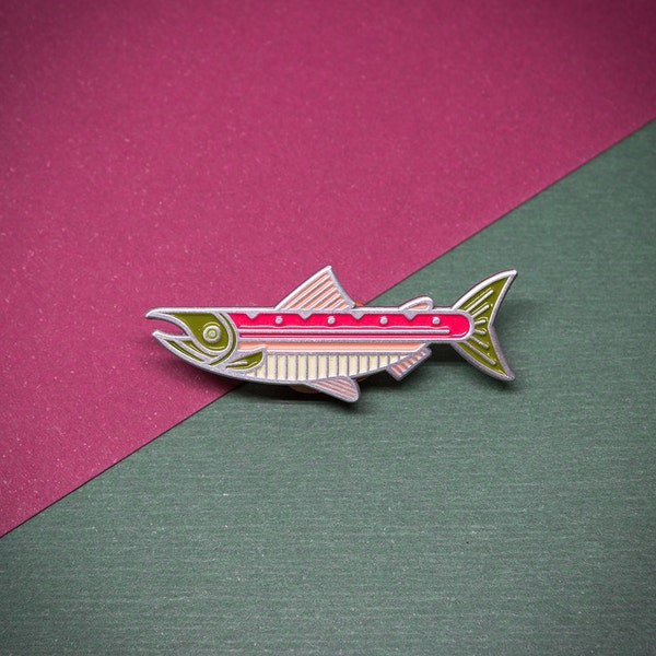 Sockeye Salmon Fish Enamel Lapel Pin Badge // Gift for Fly Fisherman Fishing Angler PNW Pacific Northwest Trout