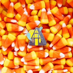 Haunted Halloween A-Frame Enamel Lapel Pin Badge // Haunted House Ghost Glow In The Dark Spooky Creepy Vintage Camping Adventure Explore image 3