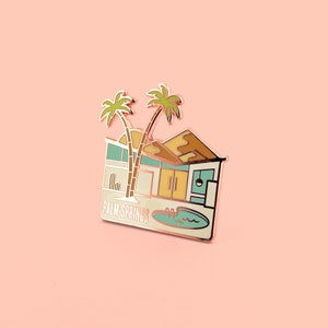 Palm Springs Desert Enamel Lapel Pin Badge // Hoof and the Horn // Joshua Tree Mid Century Modern Pool California Retro Cactus Succulent