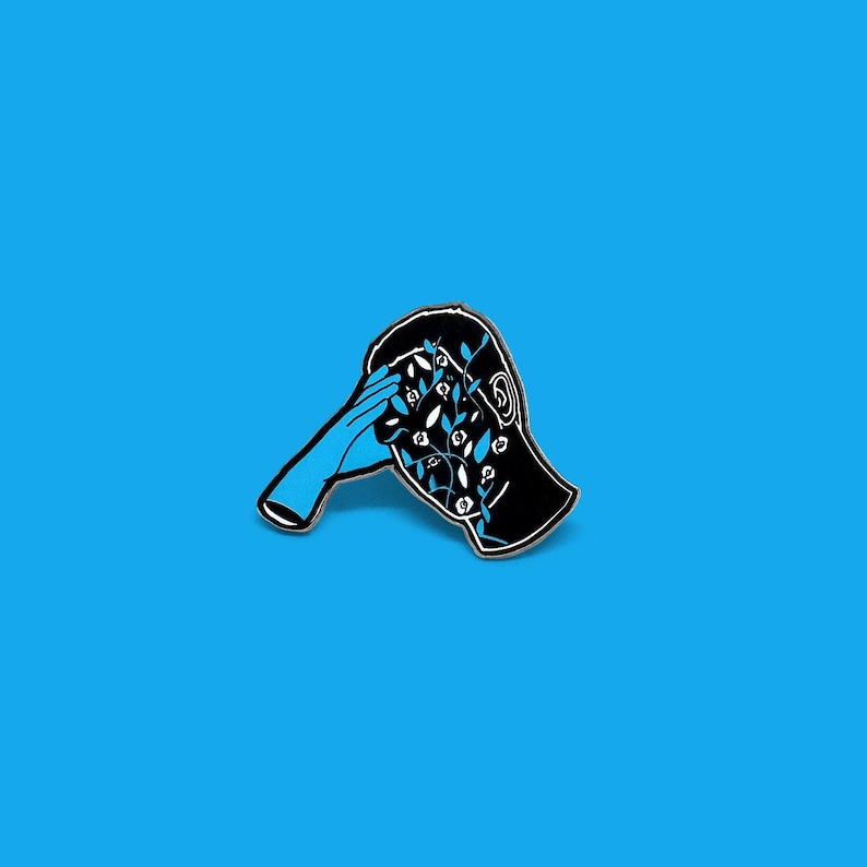 My Head Hurts Enamel Lapel Pin Artist Series Pin by Ann Escamilla Foliage Botanical Black and Blue Hard Enamel Emo Headache Chicago