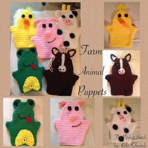 Kinderpuppen - Bauernhof Tiere, Kuh, Pferd, Schwein, Frosch, Küken - Playtime, Digital Pattern