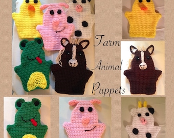 Kid’s Puppets - Farm Animals, Cow, Horse, Pig, Frog, Chick - Playtime, Digital Pattern