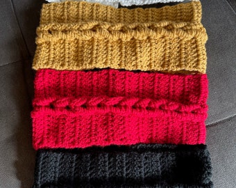 Crochet Braided Headband, Ponytail, Button Closure, Winter Fashion, Rilla2u