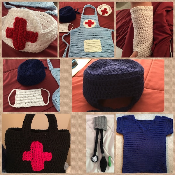 Crochet Medical Collection PDF Patterns, Apron, Doctor, Nurse, Digital Pattern