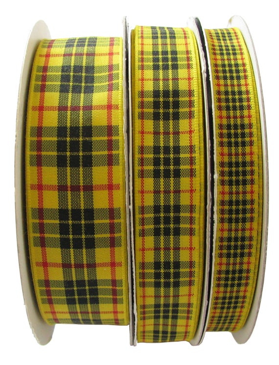 Gordon Tartan Ribbon cut lengths and 25m reels various widths