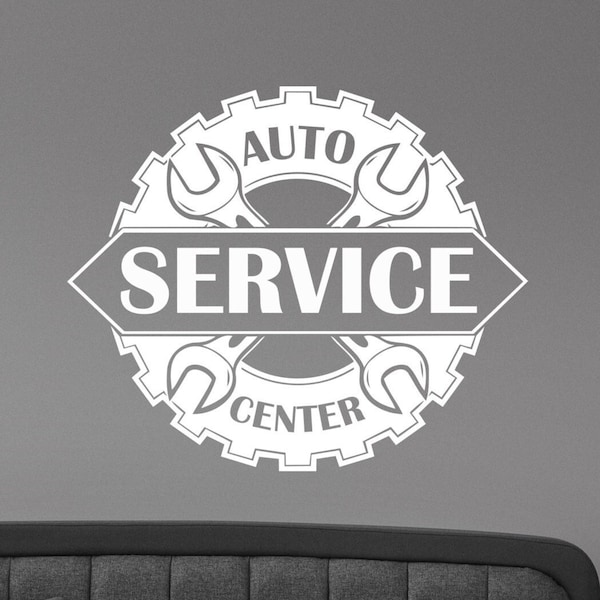 Autocollant mural en vinyle pour Service automobile, centre de réparation personnalisé, panneau de voiture, décorations murales de Garage, décor artistique amovible, Logo, affiche automobile aus5