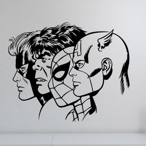 Calcomanía de pared de superhéroes, pegatina de vinilo, decoración artística de pared de América, Spider Hulk, decoración de habitación de niños, póster de cómic, cartel de regalo, Mural cpa9