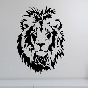 Calcomanía de pared con cabeza de león, pegatina de vinilo, arte de pared de Safari, decoraciones de animales, artículos para el hogar, sala de estar, dormitorio, decoración de oficina, póster ln13