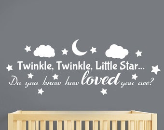 Twinkle Twinkle Little Star Wall Decal Lullaby Saying Sticker Vinyl Lettering Nursery Quote Wall Art Home Baby Room Decor Poster Gift hq13