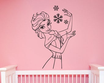 Queen Elsa Wall Decal Vinyl Sticker Frozen Princess The Snow Queen Wall Art Home Girls Room Cartoon Decor Gift Poster Mural elq2