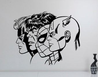 Superheroes Wall Decal Vinyl Sticker America Spider Hulk Wall Art Decorations Kids Boys Room Comic Book Decor Poster Gift Sign Mural cpa9