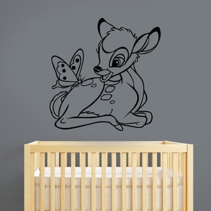 Bambi Wall Decal Removable Vinyl Sticker Cartoon Deer Art Disney Decorations for Home Kids Boys Girls Nursery Baby Shower Decor bem2