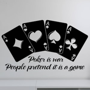 Decalque de parede de pôquer, adesivo de vinil, citação de Doyle Brunson, cartas de jogo, arte de parede inspiradora para casa, cassino, decoração de quarto, presente, pôster p1