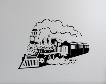 Train Wall Decal Vinyl Sticker Locomotive Poster Travel Art Steam Train Decorations Home Kids Room Bedroom Train Nursery Decor lt3